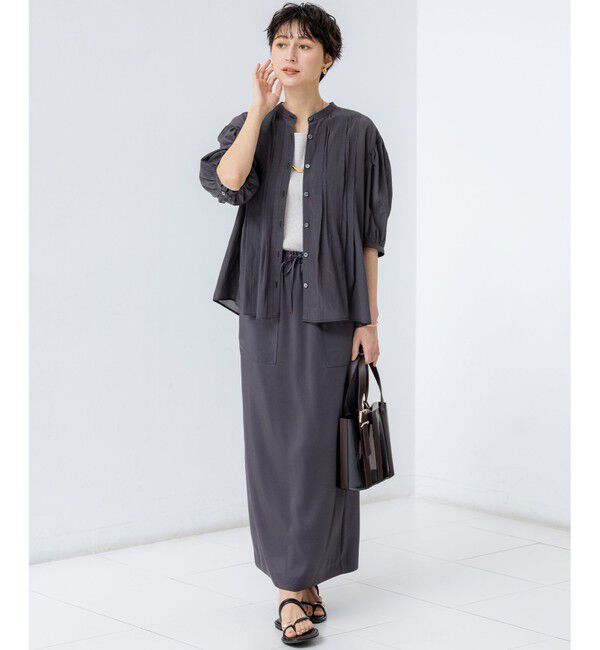 23区「【撥水加工/洗える】スムースサテン Iライン スカート」|スカート|