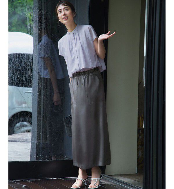 23区「【撥水加工/洗える】スムースサテン Iライン スカート」|スカート|