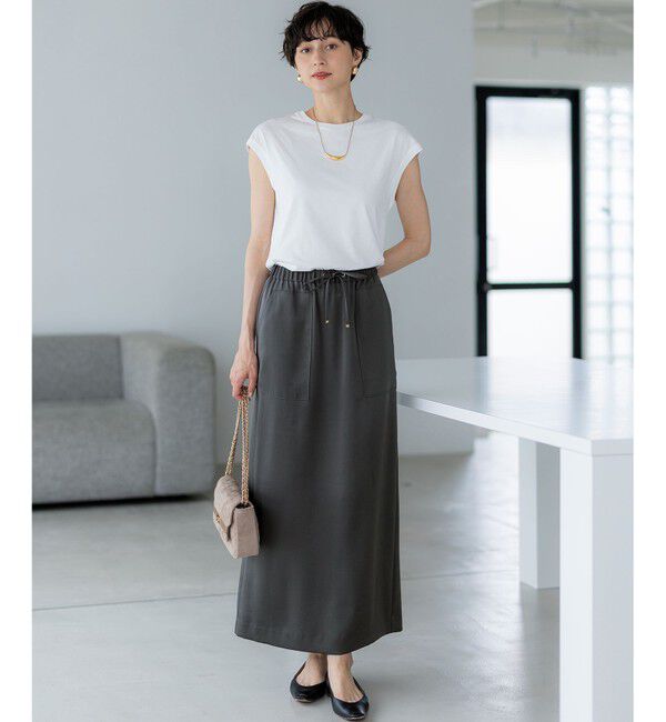 23区「【撥水加工/洗える】スムースサテン Iライン スカート」|スカート|