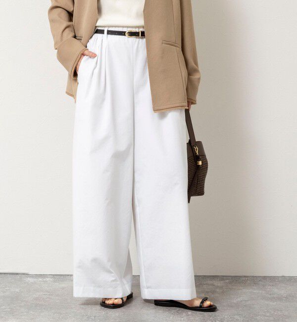 NOLLEY'S「ウォッシャブルエクセルテックタンブラー2タックワイドパンツ」|その他|ホワイト