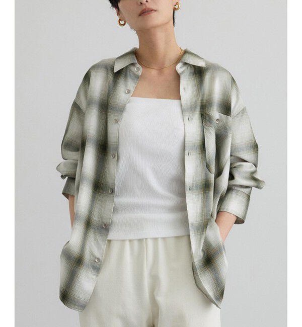 SALON adam et rope'「コットンリヨセルチェックシャツ」|シャツ・ブラウス|グリーンサブ(35)