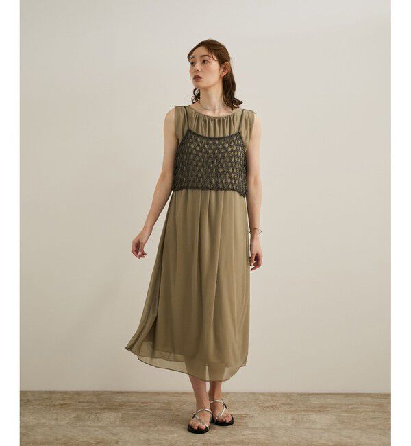 ROPE「ブライトネスヤーンギャザーワンピース/洗える」|ワンピース|