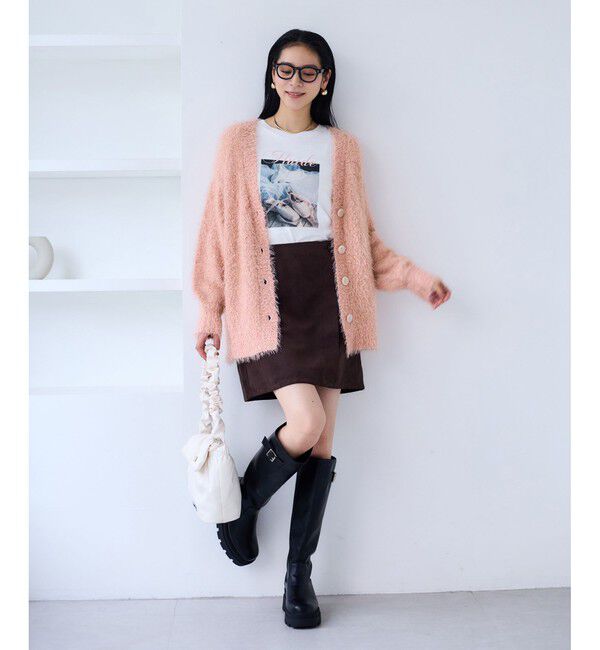 VIS「ポップコーンヤーンラメフェザーニットカーディガン/WEB限定FSサイズ」|カーディガン|