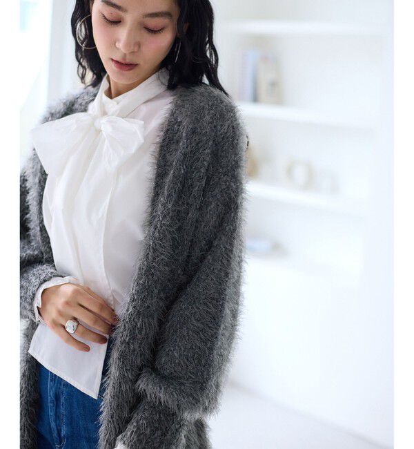 VIS「ポップコーンヤーンラメフェザーニットカーディガン/WEB限定FSサイズ」|カーディガン|