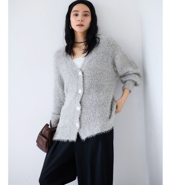 VIS「ポップコーンヤーンラメフェザーニットカーディガン/WEB限定FSサイズ」|カーディガン|