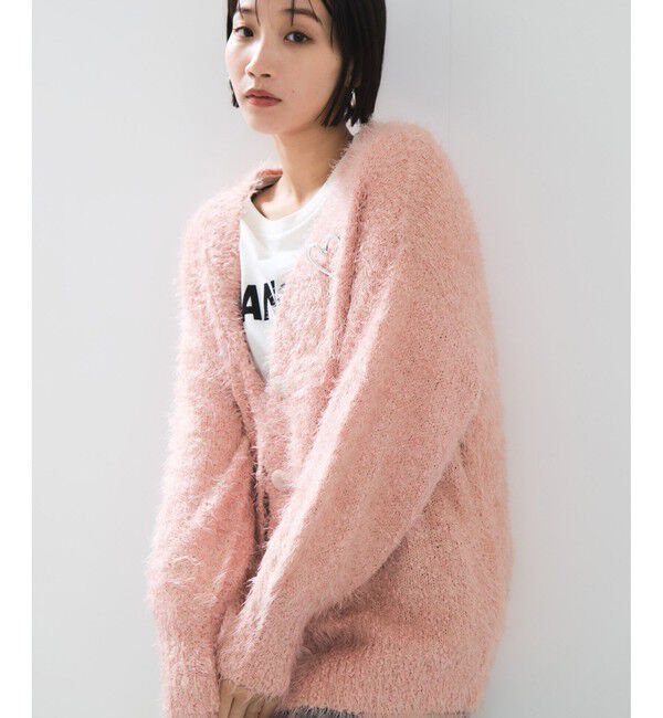 VIS「ポップコーンヤーンラメフェザーニットカーディガン/WEB限定FSサイズ」|カーディガン|