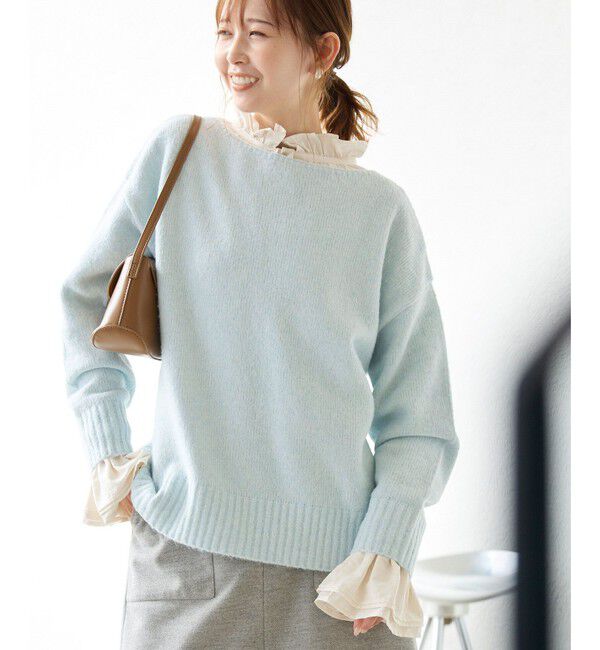 Rope&rsquo;Picnic「ボートネックニットプルオーバー/光吸収発熱・帯電防止・洗濯機OK」|ニット・セーター|
