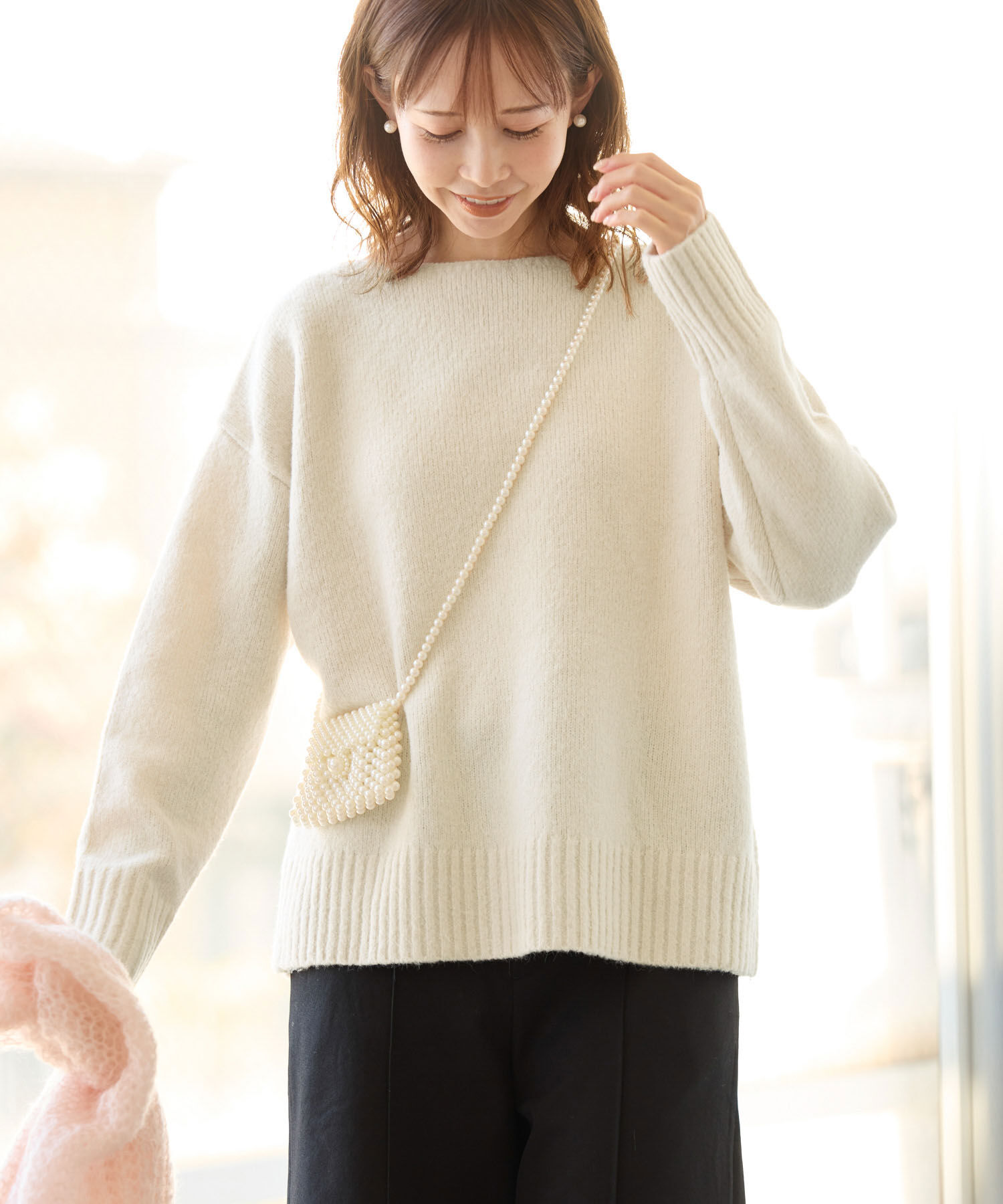 Rope&rsquo;Picnic「ボートネックニットプルオーバー/光吸収発熱・帯電防止・洗濯機OK」|ニット・セーター|