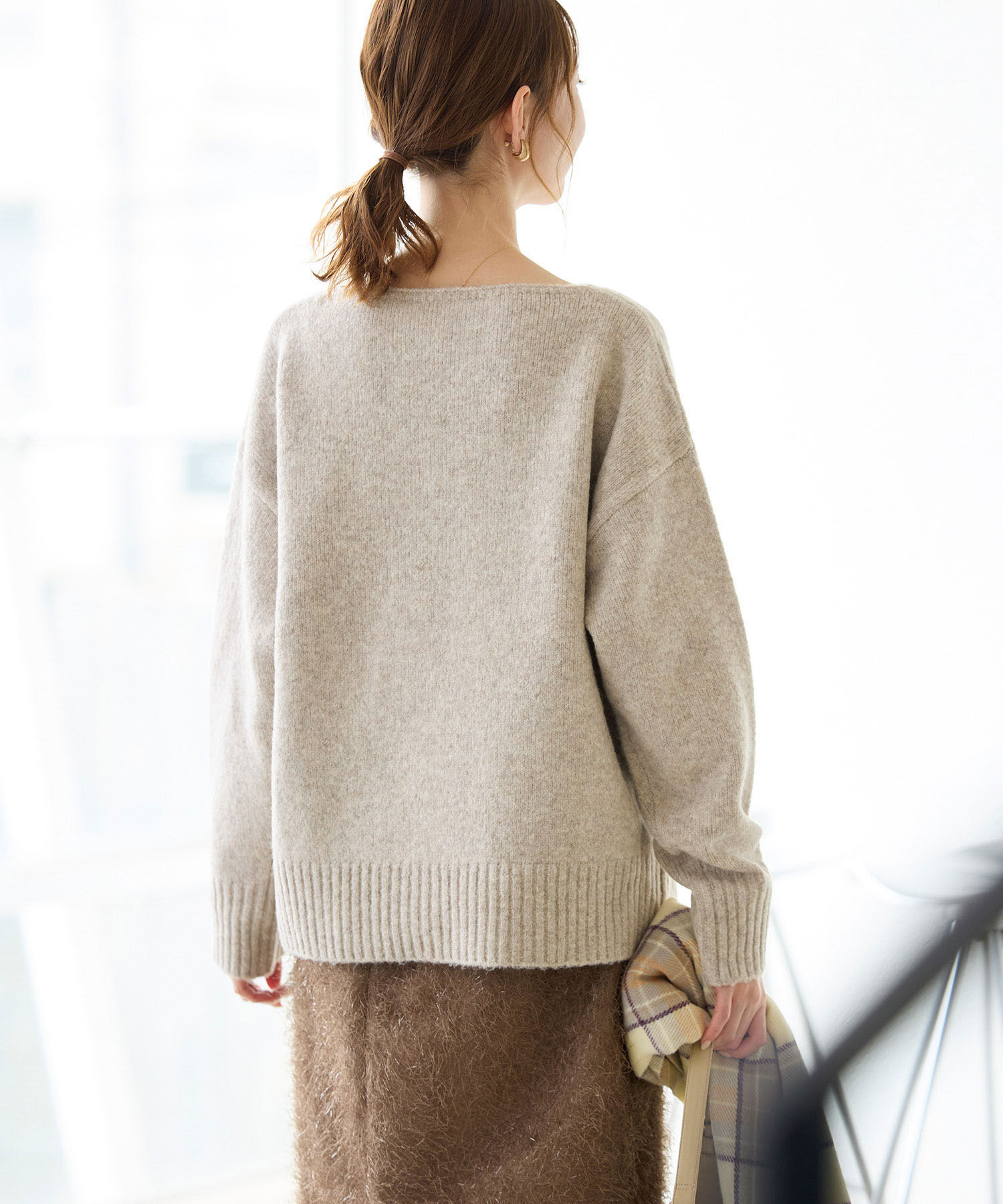 Rope&rsquo;Picnic「ボートネックニットプルオーバー/光吸収発熱・帯電防止・洗濯機OK」|ニット・セーター|