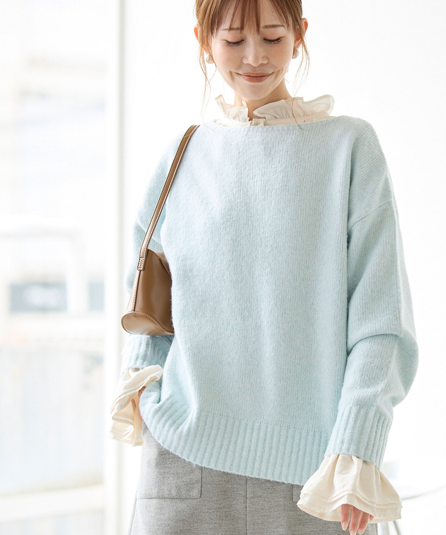 Rope&rsquo;Picnic「ボートネックニットプルオーバー/光吸収発熱・帯電防止・洗濯機OK」|ニット・セーター|