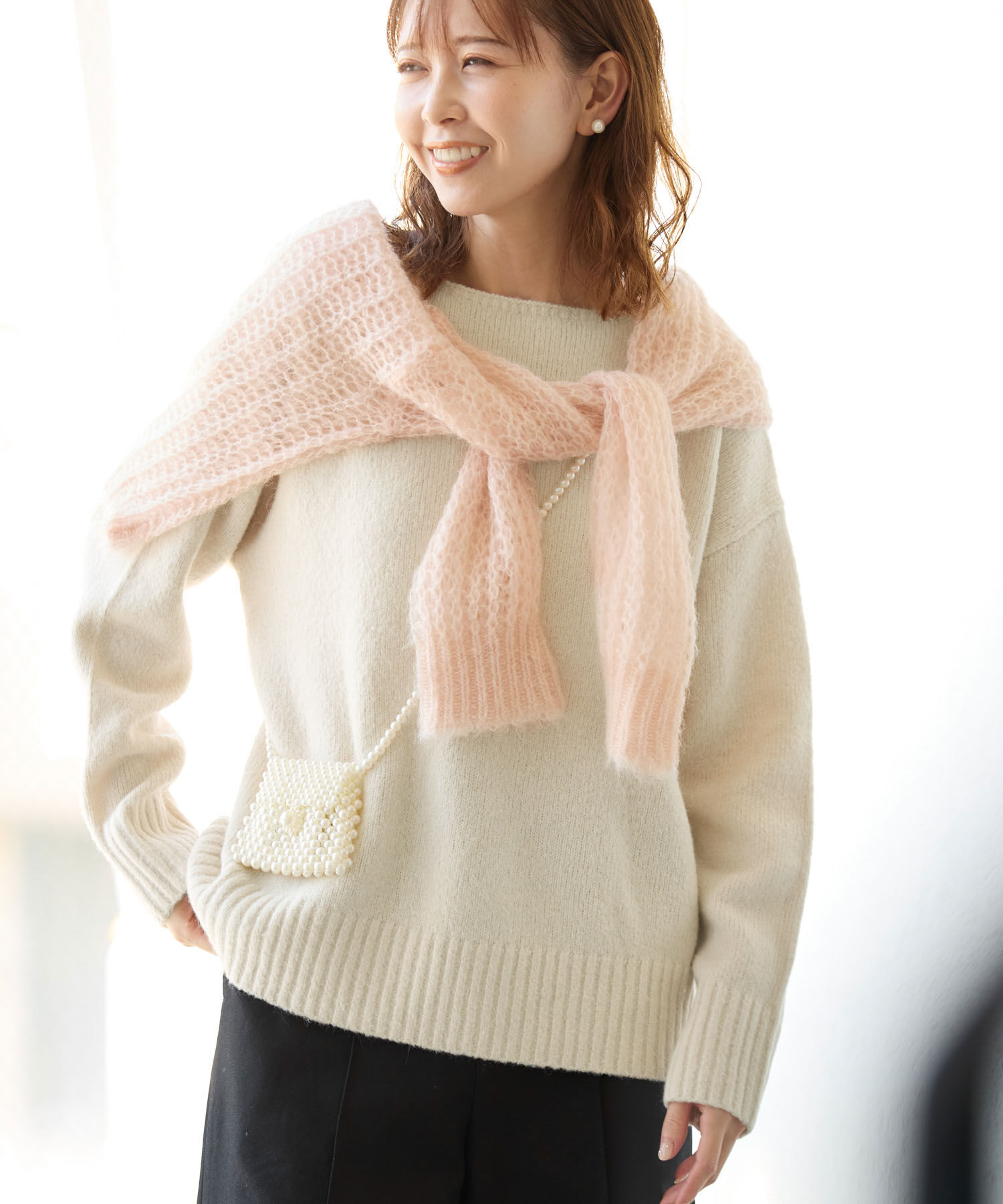 Rope&rsquo;Picnic「ボートネックニットプルオーバー/光吸収発熱・帯電防止・洗濯機OK」|ニット・セーター|