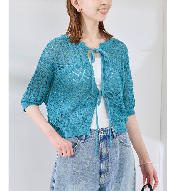 Rope&rsquo;Picnic「【前後2WAY】透かし編みレースカーディガン」|カーディガン|