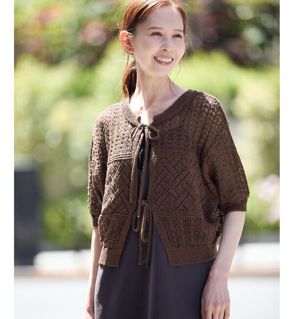 Rope&rsquo;Picnic「【前後2WAY】透かし編みレースカーディガン」|カーディガン|