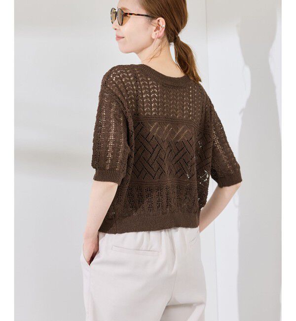 Rope&rsquo;Picnic「【前後2WAY】透かし編みレースカーディガン」|カーディガン|