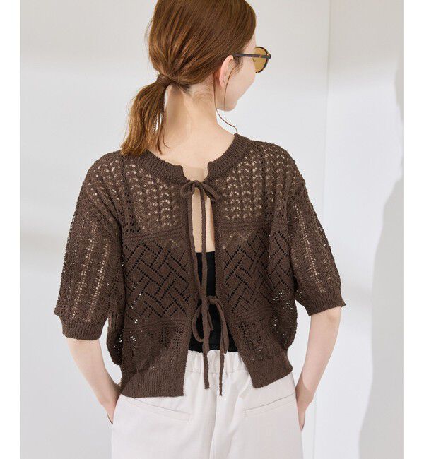 Rope&rsquo;Picnic「【前後2WAY】透かし編みレースカーディガン」|カーディガン|