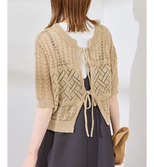 Rope&rsquo;Picnic「【前後2WAY】透かし編みレースカーディガン」|カーディガン|ベージュ系(28)