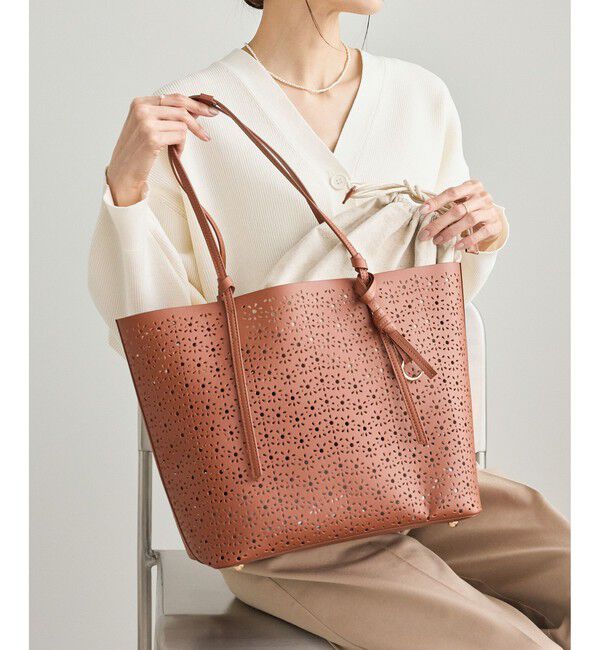 ROPE PICNIC PASSAGE「フルーレットパンチングレーストートバッグ/A4対応」|トートバッグ|ブラウン系(22)