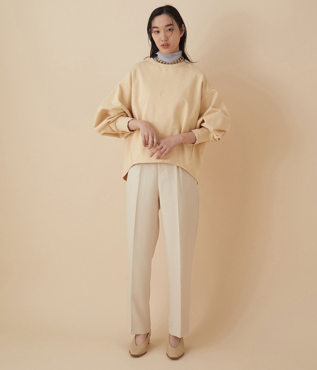 ADAM ET ROPE'「＜洗える＞センタープレスカラーパンツ」|スラックス|