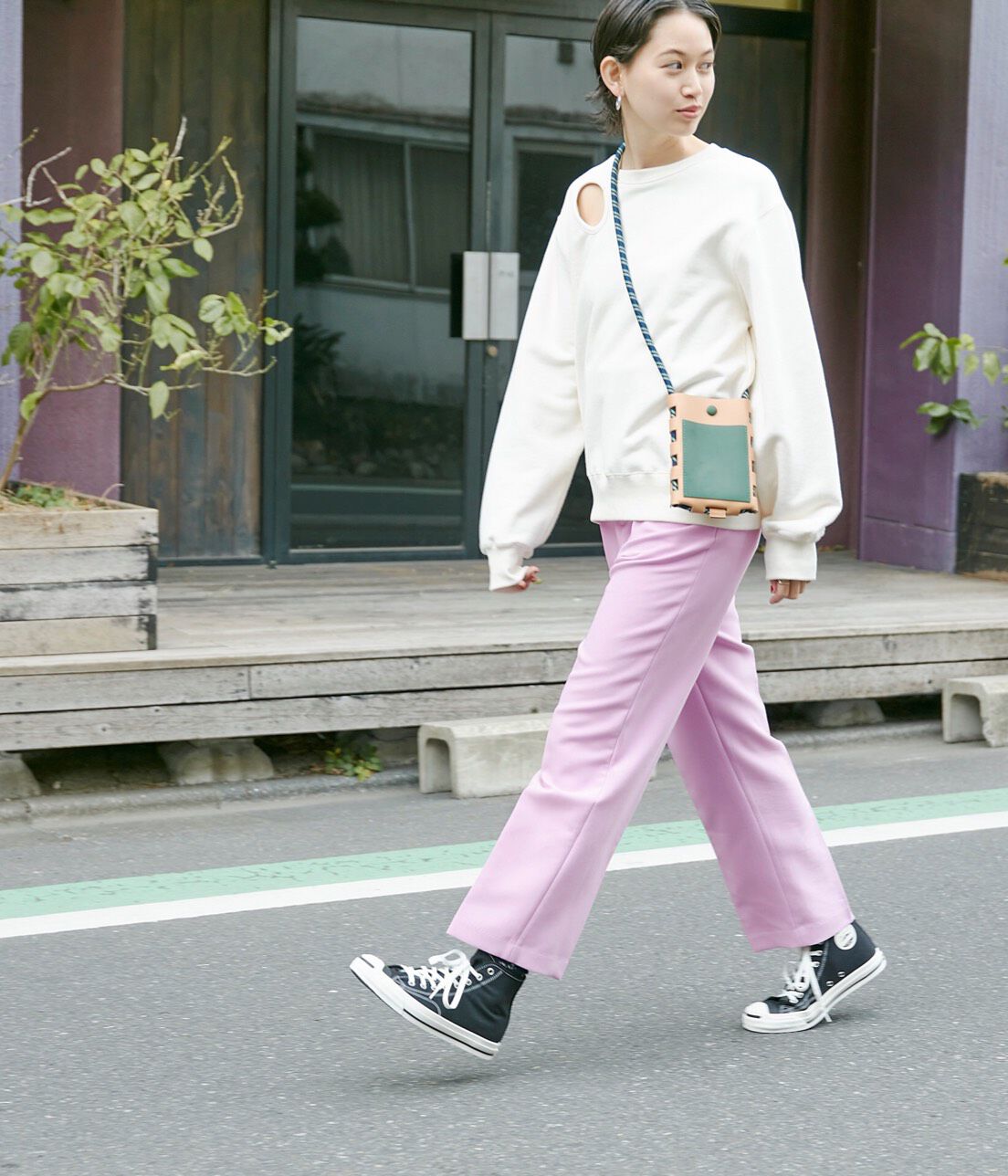 ADAM ET ROPE'「＜洗える＞センタープレスカラーパンツ」|スラックス|