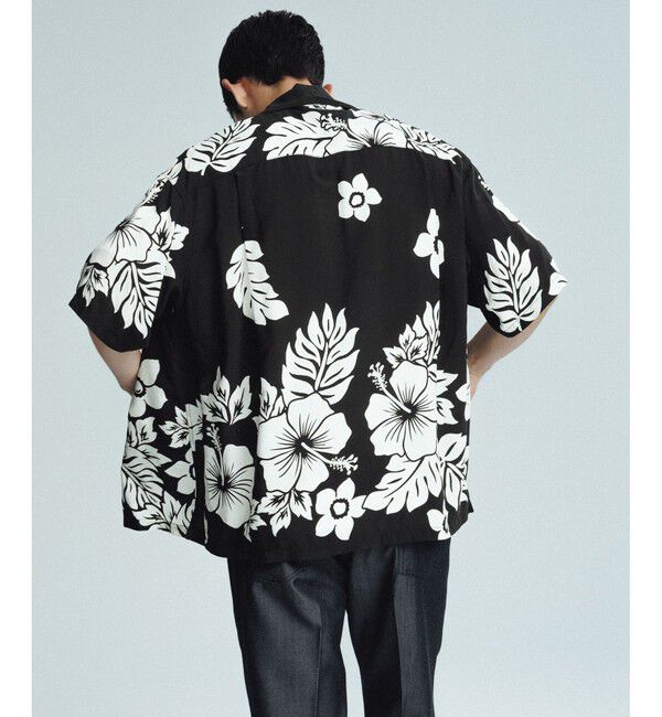 ADAM ET ROPE'「《BLACK&WHITE》ボックスシルエット アロハ シャツ」|シャツ・ブラウス|