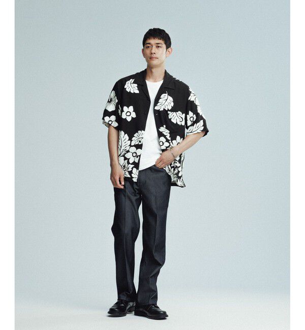 ADAM ET ROPE'「《BLACK&WHITE》ボックスシルエット アロハ シャツ」|シャツ・ブラウス|