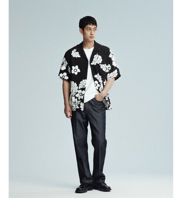 ADAM ET ROPE'「《BLACK&WHITE》ボックスシルエット アロハ シャツ」|シャツ・ブラウス|