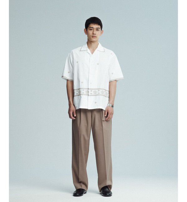 ADAM ET ROPE'「クロスステッチ ボックスシルエット オープンカラーシャツ」|シャツ・ブラウス|