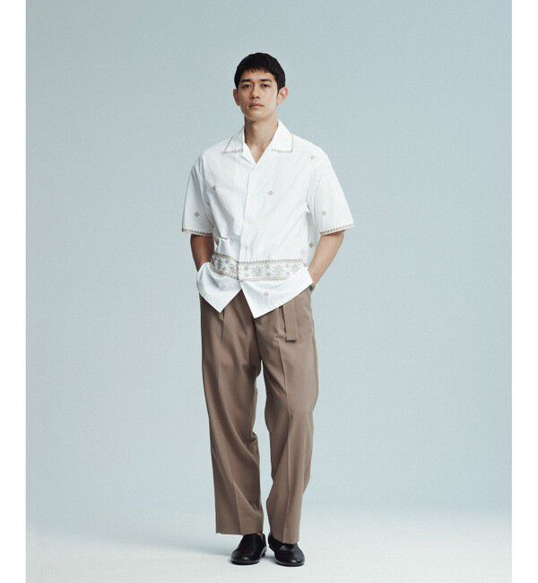 ADAM ET ROPE'「クロスステッチ ボックスシルエット オープンカラーシャツ」|シャツ・ブラウス|