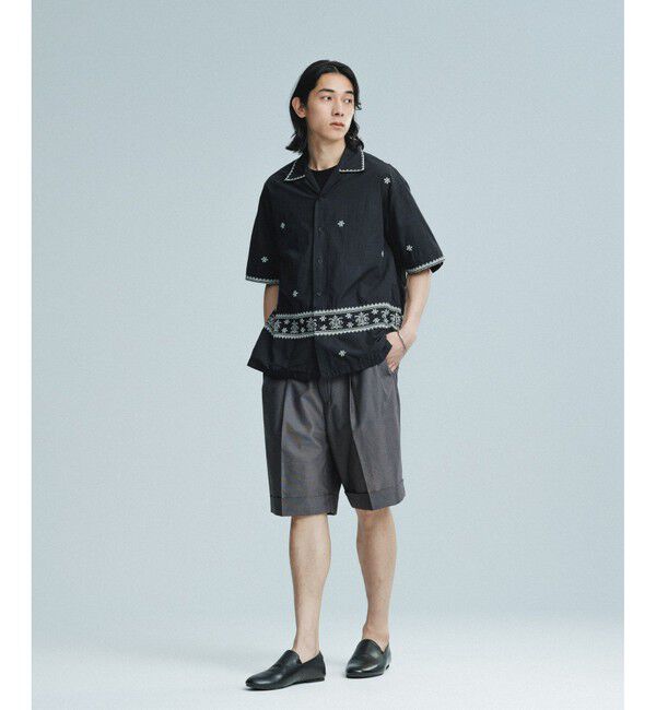 ADAM ET ROPE'「クロスステッチ ボックスシルエット オープンカラーシャツ」|シャツ・ブラウス|