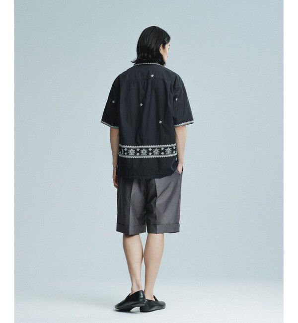 ADAM ET ROPE'「クロスステッチ ボックスシルエット オープンカラーシャツ」|シャツ・ブラウス|