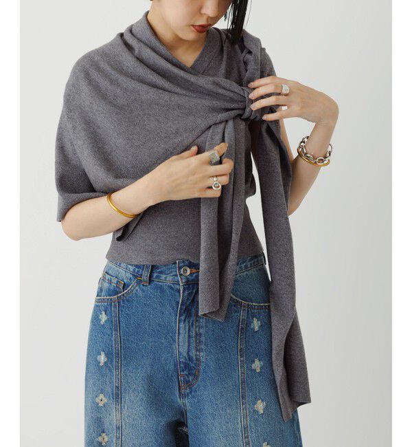 ADAM ET ROPE'「ラップストールコンビノースリーブプルオーバー」|ニット・セーター|