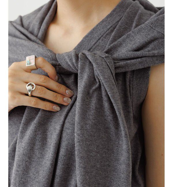 ADAM ET ROPE'「ラップストールコンビノースリーブプルオーバー」|ニット・セーター|