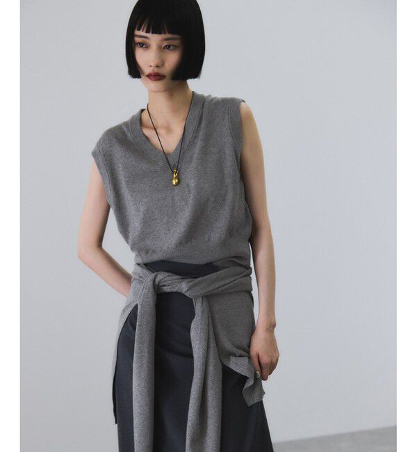 ADAM ET ROPE'「ラップストールコンビノースリーブプルオーバー」|ニット・セーター|