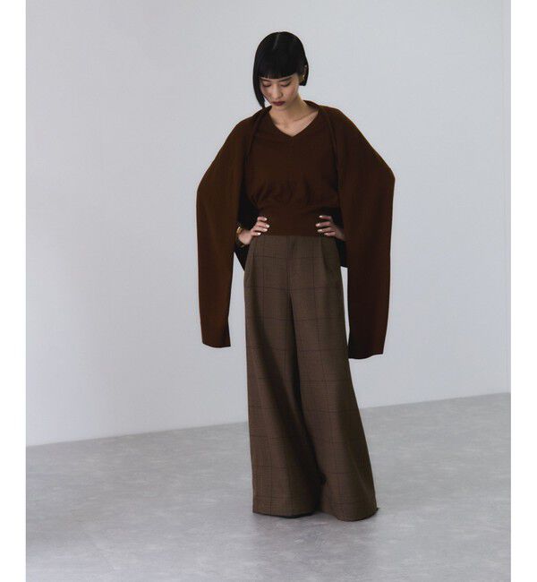 ADAM ET ROPE'「ラップストールコンビノースリーブプルオーバー」|ニット・セーター|