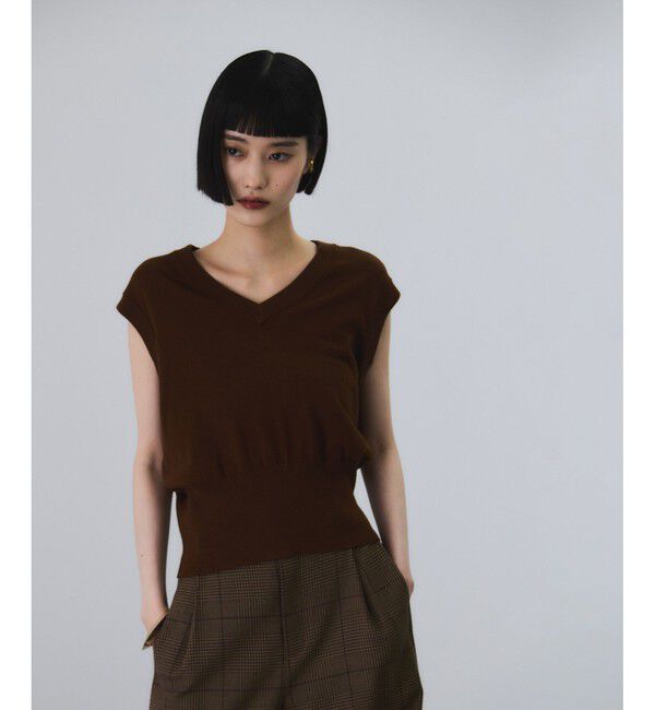 ADAM ET ROPE'「ラップストールコンビノースリーブプルオーバー」|ニット・セーター|