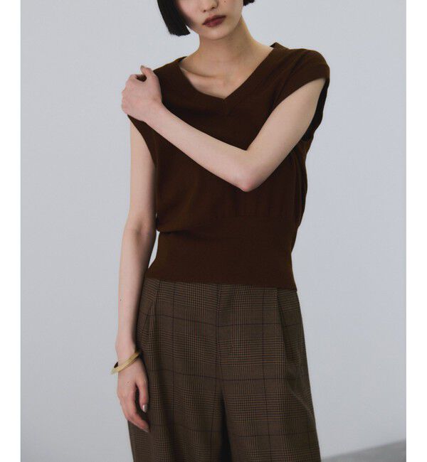 ADAM ET ROPE'「ラップストールコンビノースリーブプルオーバー」|ニット・セーター|