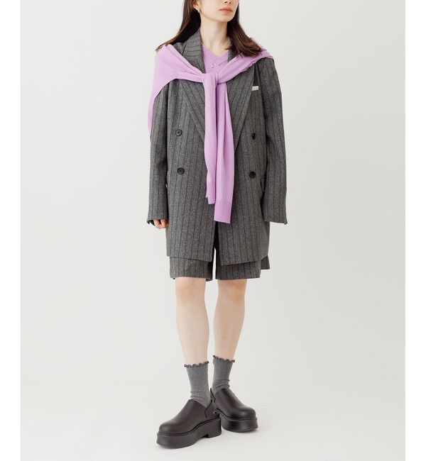 ADAM ET ROPE'「ラップストールコンビノースリーブプルオーバー」|ニット・セーター|