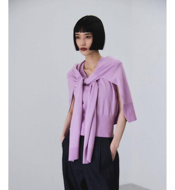 ADAM ET ROPE'「ラップストールコンビノースリーブプルオーバー」|ニット・セーター|