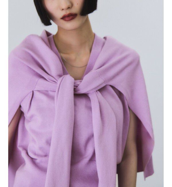 ADAM ET ROPE'「ラップストールコンビノースリーブプルオーバー」|ニット・セーター|