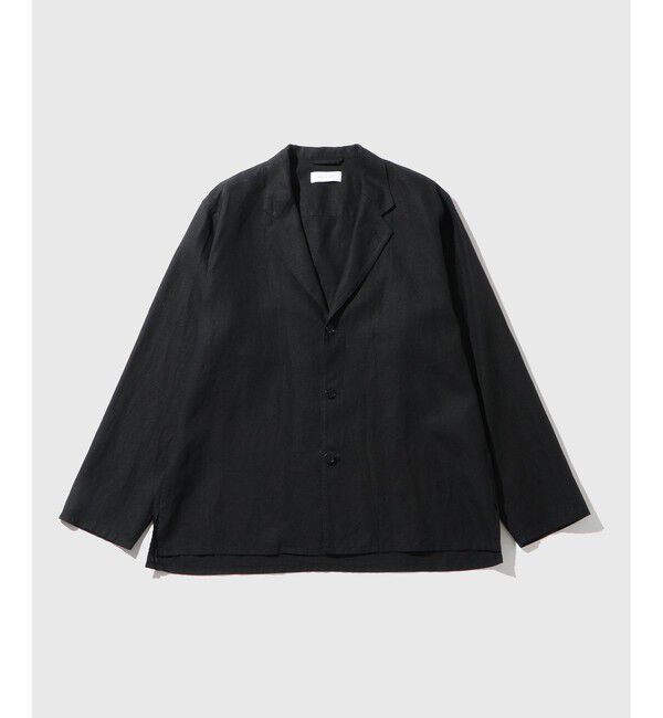 ADAM ET ROPE'「リネン シャツジャケット」|テーラードジャケット|ブラック(01)