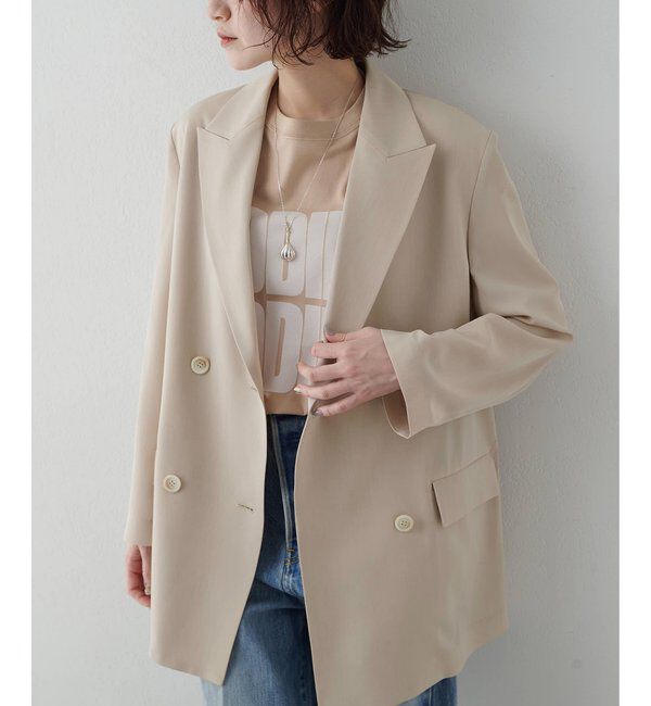  「ツイルダブルブレストジャケット」|テーラードジャケット|ベージュ
