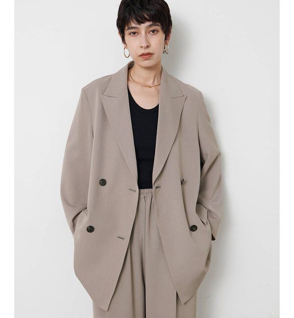  「ツイルダブルブレストジャケット」|テーラードジャケット|グレー