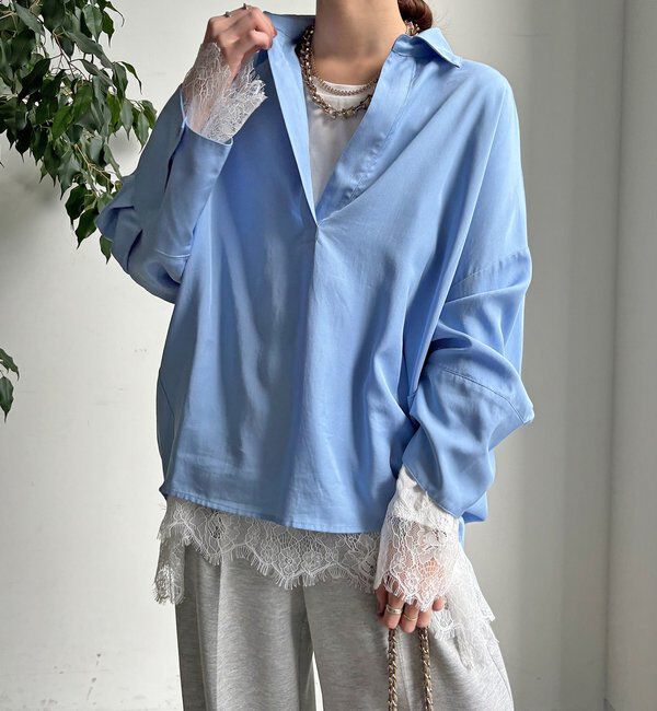  「リヨセルツイルスキッパーシャツ」|シャツ・ブラウス|サックスブルー