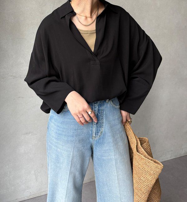  「リヨセルツイルスキッパーシャツ」|シャツ・ブラウス|ブラック