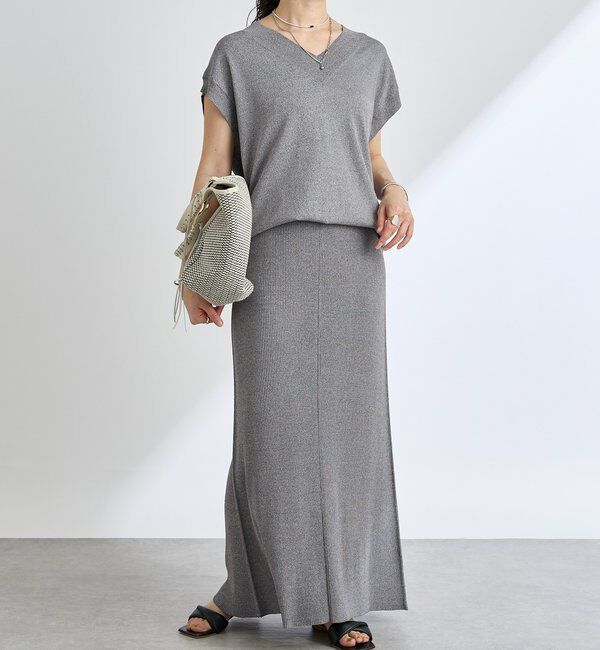  「【ひんやりタッチ・セットアップ対応可】レーヨン混バックテールニット」|ニット・セーター|