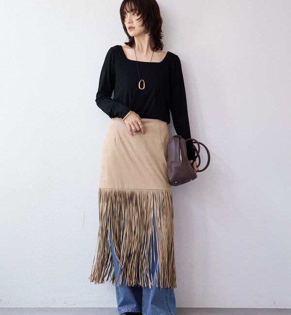  「【ニットのインナーにも】スクエアネックカットソー」|Tシャツ・カットソー|