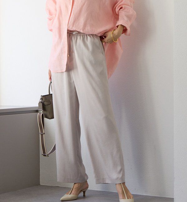  「【上品な光沢】サテンツイルイージーパンツ」|チノ|