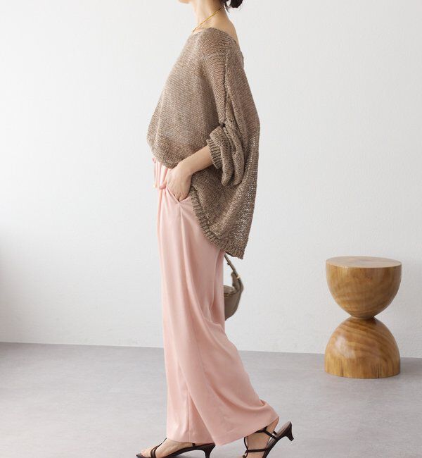  「【上品な光沢】サテンツイルイージーパンツ」|チノ|