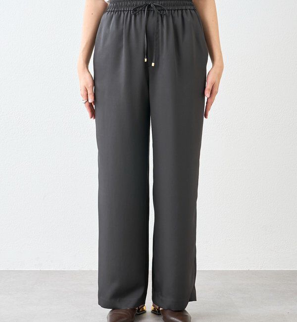  「【上品な光沢】サテンツイルイージーパンツ」|チノ|