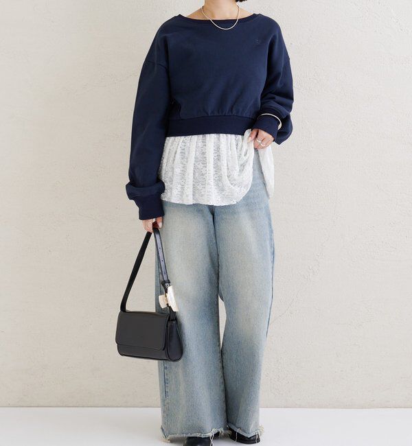  「ポイント刺繍ショートスウェット」|Tシャツ・カットソー|